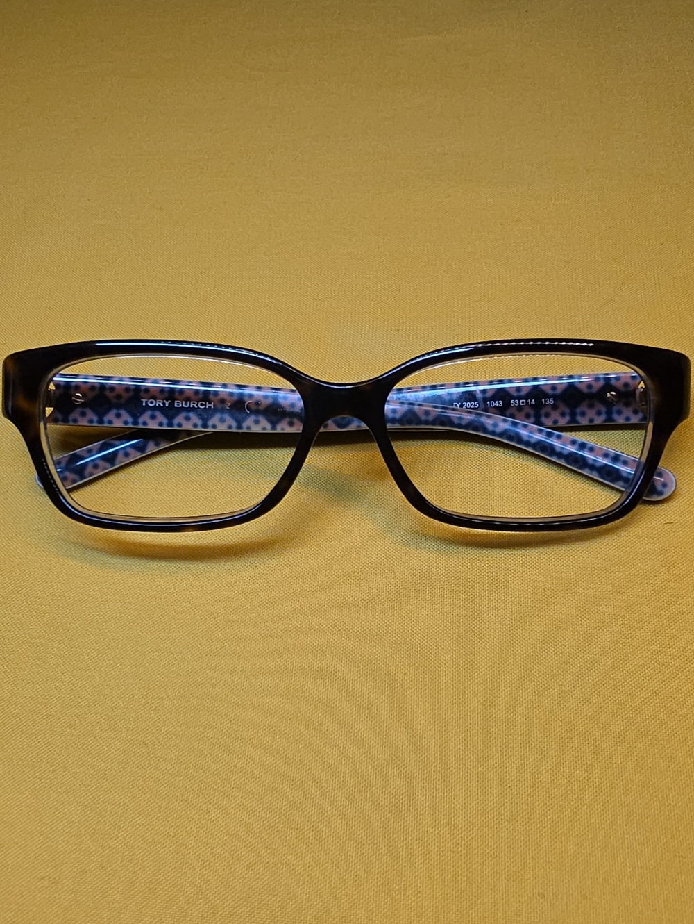 Tory Burch Womens Glasses Tortoise (Havana) w/ Patterned Temples - Gently Used